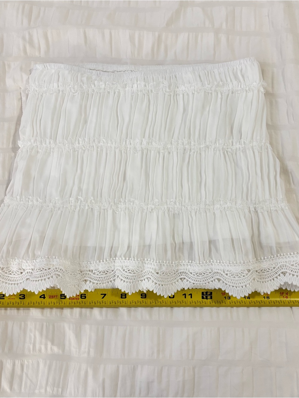 White Tiered Lace-Trim Skirt - Women